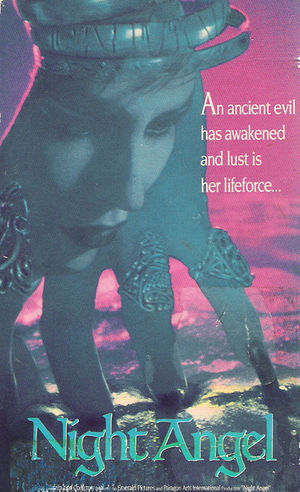 VHS box cover for the 1990 American horror film Night Angel