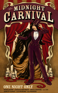 The Midnight Carnival: One Night Only Book Cover, written by Cecil Evans, Jessica Hoffman, Ashley Garst, Erica Hopper, Liz Neering, Ali Wagner and L.C. Hu