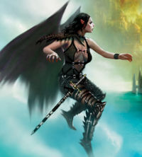 The Succubus Aliisza as depicted on the cover of the novel The Gossamer Plain written by Thomas M. Reid